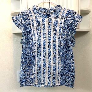 Veronica Beard Flutter Sleeve Top